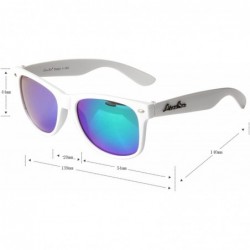 Wayfarer Sunglasses Classic Vintage Retro Style Design 2140 - White Frame Mirrored Green Lenses - C012JC7K88H $22.93