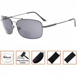 Rectangular Lightweight Flexible Bifocal Sunglasses - Gunmetal-grey-lens - CV18N6YA0LO $18.71