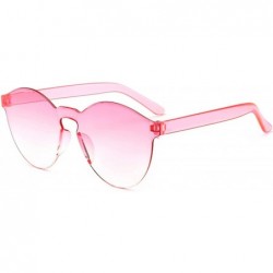 Oval Fashion Women Flat Sunglasses Luxury Sun Glasses Eyewear Candy Color Mirror UV400 Oculos De Sol - Transparent - CT19859X...