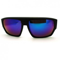 Square Mens Square Multicolor Mirror Lens Sunglasses Futuristic Sporty Shades - Black Blue - CW11H5T3MC9 $12.27