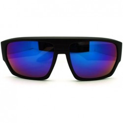 Square Mens Square Multicolor Mirror Lens Sunglasses Futuristic Sporty Shades - Black Blue - CW11H5T3MC9 $12.27