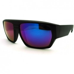 Square Mens Square Multicolor Mirror Lens Sunglasses Futuristic Sporty Shades - Black Blue - CW11H5T3MC9 $12.27