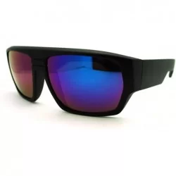 Square Mens Square Multicolor Mirror Lens Sunglasses Futuristic Sporty Shades - Black Blue - CW11H5T3MC9 $12.27