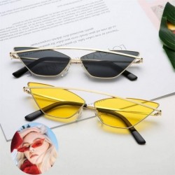 Cat Eye Polarized Sunglasses for Men Women Cat Eye Shade Street Fashion Metal Frame Women's Sunglasses - Yellow - CQ18SZMU2D0...