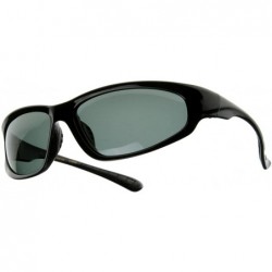 Oval Wide Oval Premium Polarized Sports Frame Sunglasses (Black) - CJ116HJYAD7 $14.15