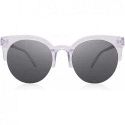 Round Womens Cateye Round Sunglasses UV400 Eyebrow Half Semi-Rimless FW2001 - C1-pink Clear - C918CNMO2G7 $16.59