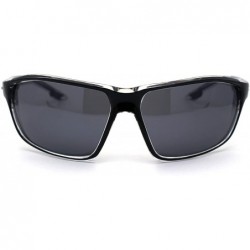 Sport Xloop Mens 2 Tone Plastic Rectangular Sport Warp Sunglasses - Clear Black Black - CB1966KLCXD $14.04