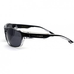 Sport Xloop Mens 2 Tone Plastic Rectangular Sport Warp Sunglasses - Clear Black Black - CB1966KLCXD $14.04