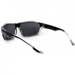 Sport Xloop Mens 2 Tone Plastic Rectangular Sport Warp Sunglasses - Clear Black Black - CB1966KLCXD $14.04
