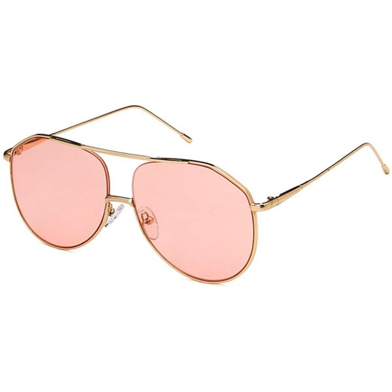 Oval Unisex Sunglasses Retro Silver Yellow Drive Holiday Oval Non-Polarized UV400 - Gold Red - CM18RI7YS4M $8.60