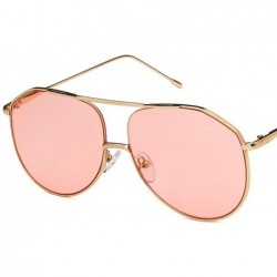 Oval Unisex Sunglasses Retro Silver Yellow Drive Holiday Oval Non-Polarized UV400 - Gold Red - CM18RI7YS4M $8.60