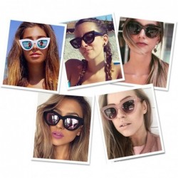 Oversized Retro Cateye Sunglasses for Women Mirrored Lens UV400 Shades - Demi Tortoise/Brown - CW18IE7HAWU $8.39