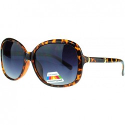 Square Polarized Sunglasses Women's Oversized Classic Designer Style - Tortoise (Smoke) - C3189XKQI4K $22.86