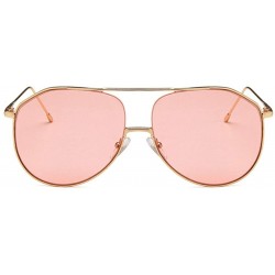 Oval Unisex Sunglasses Retro Silver Yellow Drive Holiday Oval Non-Polarized UV400 - Gold Red - CM18RI7YS4M $8.60