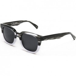 Square Polarized Manhattan Horned Rim Fashion Sunglasses - Deep Black - C912E0DXS0D $68.81