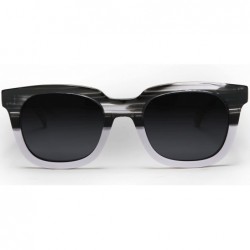 Square Polarized Manhattan Horned Rim Fashion Sunglasses - Deep Black - C912E0DXS0D $31.28