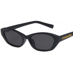 Oval Unisex Sunglasses Retro Bright Black Grey Drive Holiday Oval Non-Polarized UV400 - Bright Black Grey - CG18RLRSEND $8.74