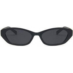 Oval Unisex Sunglasses Retro Bright Black Grey Drive Holiday Oval Non-Polarized UV400 - Bright Black Grey - CG18RLRSEND $8.74