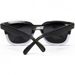 Square Polarized Manhattan Horned Rim Fashion Sunglasses - Deep Black - C912E0DXS0D $31.28