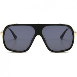 Oversized Pilot Sunglasses Mens Square Frame Sunglasses Bold Pilot Sports Eyewear - Gold Frame and Grey Lens - C918IK5U5MM $1...