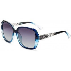 Square Women Vintage Polarized Sunglasses Oversized Square Gradient Sun Glasses Female Eyewear UV400 - Blue Frame - CH199OL94...