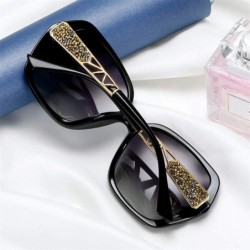 Square Women Vintage Polarized Sunglasses Oversized Square Gradient Sun Glasses Female Eyewear UV400 - Blue Frame - CH199OL94...