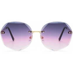 Aviator Sunglasses for Women Gradient Oversized Rimless Polygon Cutting Colorful Lens Fashion - Purple/Red/White - CY1902XCGS...