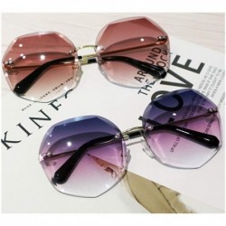 Aviator Sunglasses for Women Gradient Oversized Rimless Polygon Cutting Colorful Lens Fashion - Purple/Red/White - CY1902XCGS...