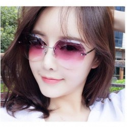 Aviator Sunglasses for Women Gradient Oversized Rimless Polygon Cutting Colorful Lens Fashion - Purple/Red/White - CY1902XCGS...