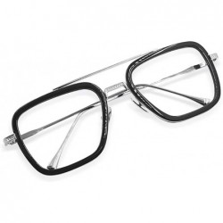 Square Vintage Aviator Sunglasses Designer Classic - Transparent Lens - CI18XS96DSG $23.45