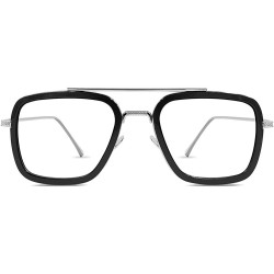 Square Vintage Aviator Sunglasses Designer Classic - Transparent Lens - CI18XS96DSG $11.86