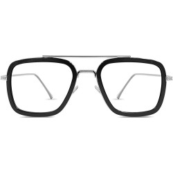 Square Vintage Aviator Sunglasses Designer Classic - Transparent Lens - CI18XS96DSG $11.86