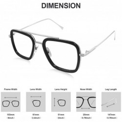 Square Vintage Aviator Sunglasses Designer Classic - Transparent Lens - CI18XS96DSG $11.86