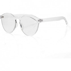 Round Rimless Sunglasses Oversized Colored Transparent Round Eyewear Retro Eyeglasses for Women Men - Transparent - CK18HXDD7...