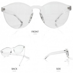Round Rimless Sunglasses Oversized Colored Transparent Round Eyewear Retro Eyeglasses for Women Men - Transparent - CK18HXDD7...