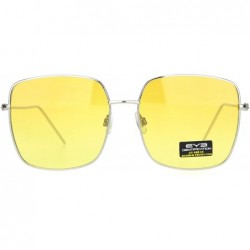Rectangular Womens Large Rectangle Butterfly Designer Fashion Diva Sunglasses - Silver Yellow - C118O3HDTIG $12.59
