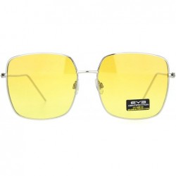Rectangular Womens Large Rectangle Butterfly Designer Fashion Diva Sunglasses - Silver Yellow - C118O3HDTIG $12.59