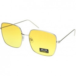 Rectangular Womens Large Rectangle Butterfly Designer Fashion Diva Sunglasses - Silver Yellow - C118O3HDTIG $12.59