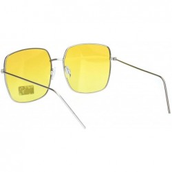 Rectangular Womens Large Rectangle Butterfly Designer Fashion Diva Sunglasses - Silver Yellow - C118O3HDTIG $12.59