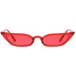 Oval Ladies Vintage Cat Eye Small Frame Eyewear Sunglasses - Red - CG18EX2QNSA $7.99