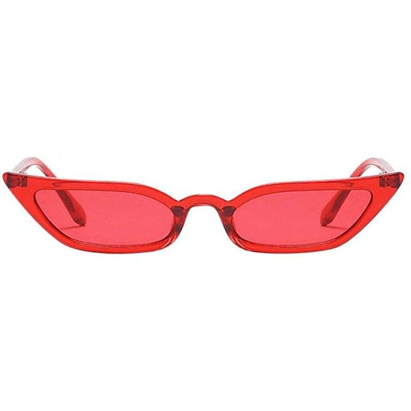 Oval Ladies Vintage Cat Eye Small Frame Eyewear Sunglasses - Red - CG18EX2QNSA $7.99
