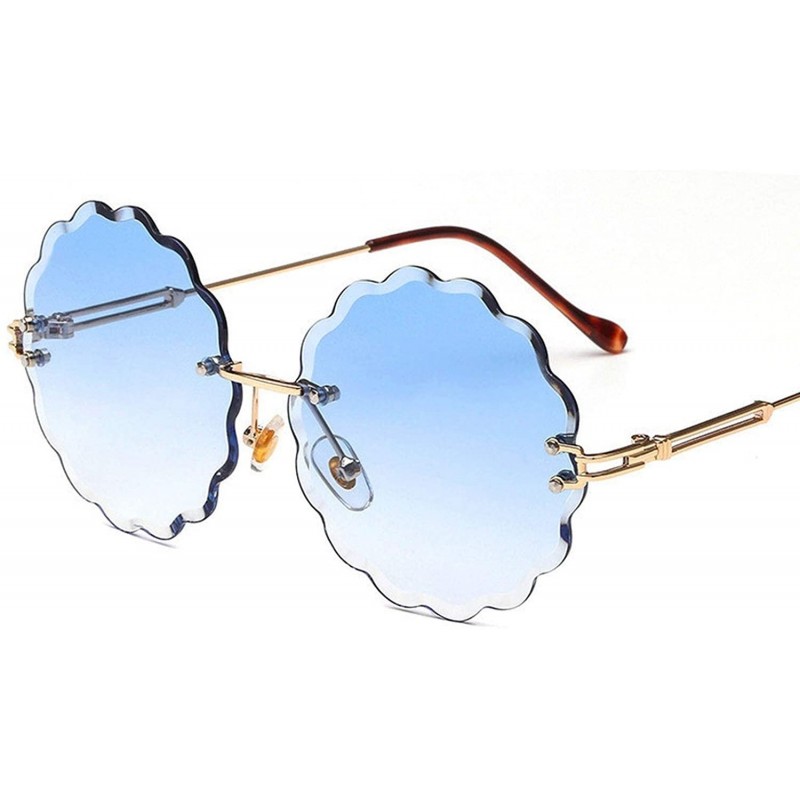 Rimless New Round Rimless Flower Sunglasses Metal Frame Sun Glasses Unique Decoration Eyewears - 4 - CS18W8W5ZKT $17.94