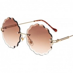 Rimless New Round Rimless Flower Sunglasses Metal Frame Sun Glasses Unique Decoration Eyewears - 4 - CS18W8W5ZKT $17.94