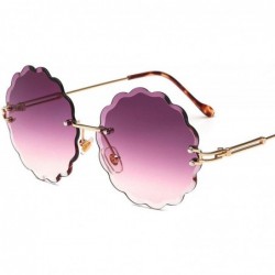 Rimless New Round Rimless Flower Sunglasses Metal Frame Sun Glasses Unique Decoration Eyewears - 4 - CS18W8W5ZKT $17.94