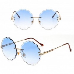Rimless New Round Rimless Flower Sunglasses Metal Frame Sun Glasses Unique Decoration Eyewears - 4 - CS18W8W5ZKT $17.94