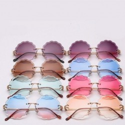 Rimless New Round Rimless Flower Sunglasses Metal Frame Sun Glasses Unique Decoration Eyewears - 4 - CS18W8W5ZKT $17.94