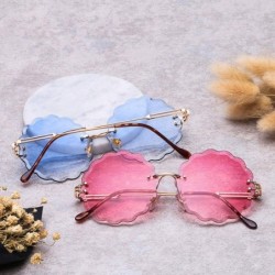 Rimless New Round Rimless Flower Sunglasses Metal Frame Sun Glasses Unique Decoration Eyewears - 4 - CS18W8W5ZKT $17.94