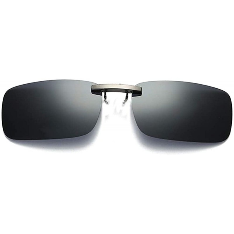 Oval Detachable Night Vision Lens Driving Metal Polarized Clip On Glasses Sunglasses - Gray - CZ18TMAN8GY $8.11