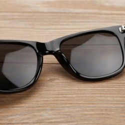 Wayfarer Unisex Wooden Bamboo Sunglasses Temples Classic Retro Designer 60mm - Matte Black/Black - CP12EMXXLHB $11.95