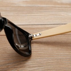 Wayfarer Unisex Wooden Bamboo Sunglasses Temples Classic Retro Designer 60mm - Matte Black/Black - CP12EMXXLHB $11.95